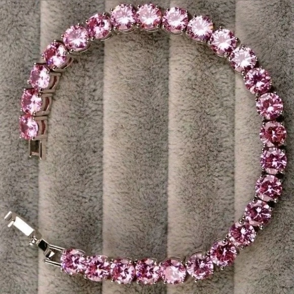 Pink Topaz Tennis Bracelet - 7" - Picture 2 of 5